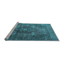 Sideview of Machine Washable Persian Light Blue Traditional Rug, wshtr3091lblu