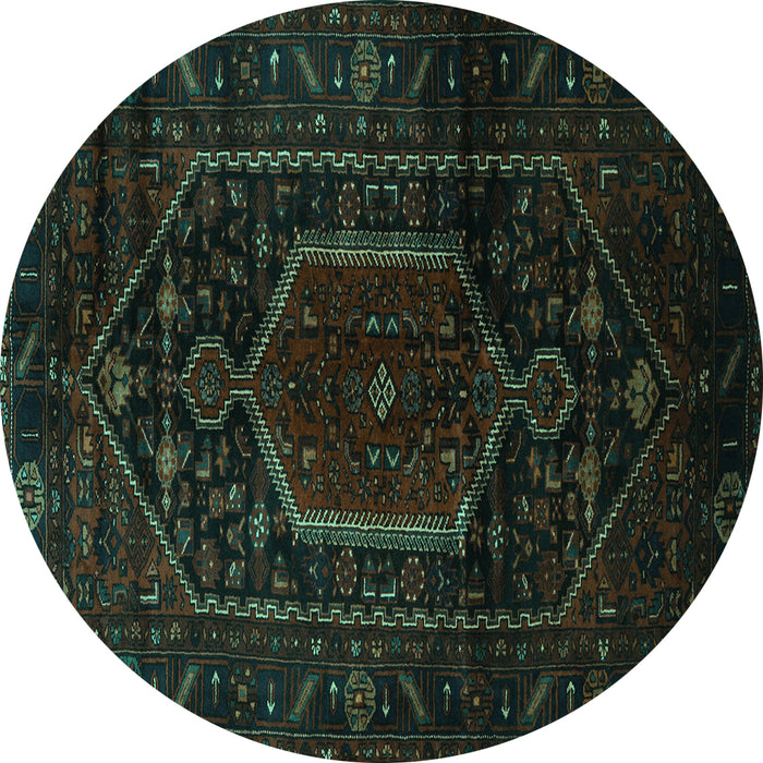 Round Machine Washable Persian Turquoise Traditional Area Rugs, wshtr3092turq