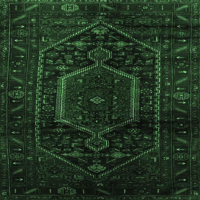 Square Machine Washable Persian Emerald Green Traditional Area Rugs, wshtr3092emgrn
