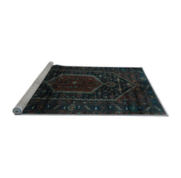 Sideview of Machine Washable Persian Light Blue Traditional Rug, wshtr3092lblu