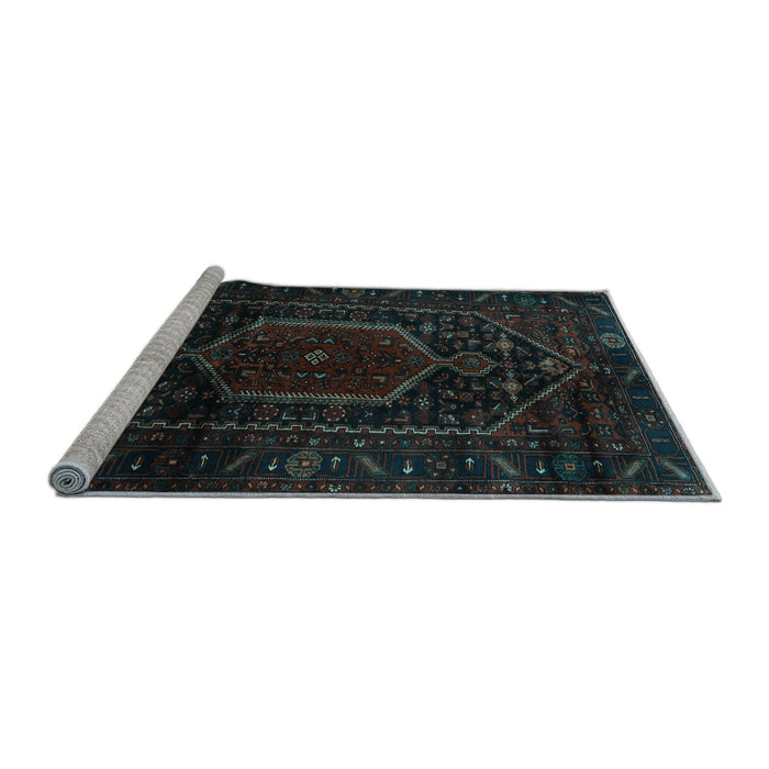 Sideview of Machine Washable Persian Light Blue Traditional Rug, wshtr3092lblu