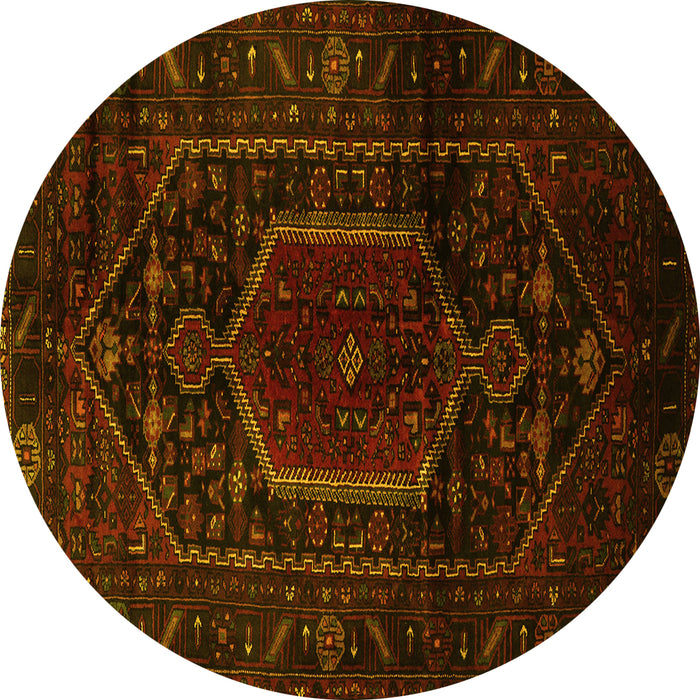 Round Persian Yellow Traditional Rug, tr3092yw
