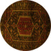 Round Persian Yellow Traditional Rug, tr3092yw