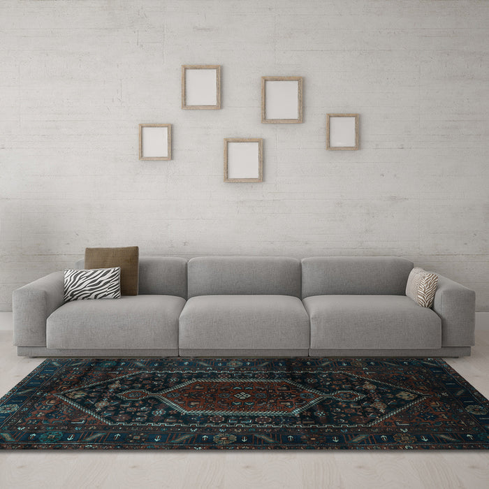 Machine Washable Persian Light Blue Traditional Rug in a Living Room, wshtr3092lblu