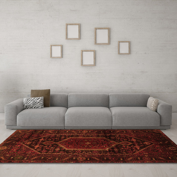 Machine Washable Persian Orange Traditional Area Rugs in a Living Room, wshtr3092org