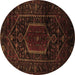 Round Persian Brown Traditional Rug, tr3092brn