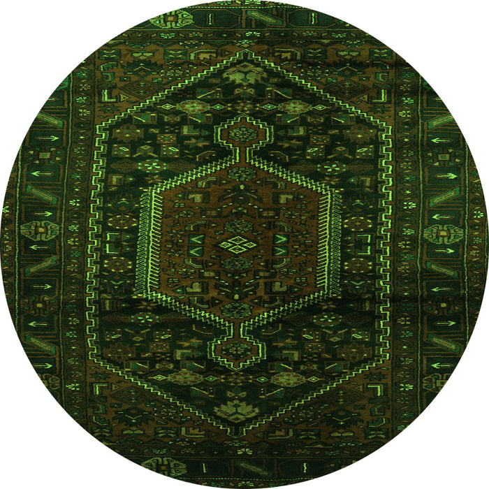 Square Persian Green Traditional Rug, tr3092grn