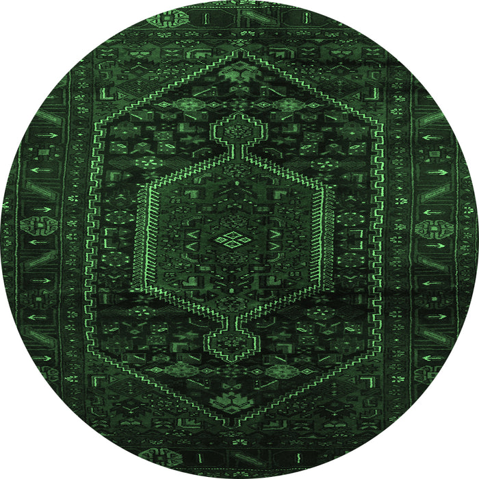 Round Persian Emerald Green Traditional Rug, tr3092emgrn