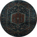 Round Persian Light Blue Traditional Rug, tr3092lblu