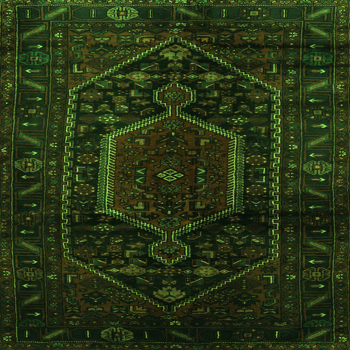 Round Machine Washable Persian Green Traditional Area Rugs, wshtr3092grn