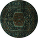 Round Persian Turquoise Traditional Rug, tr3092turq