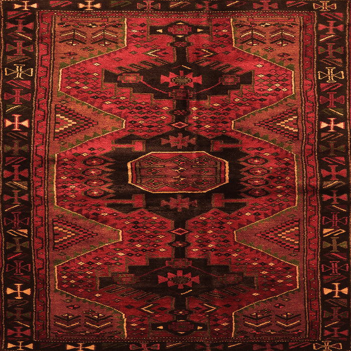 Round Machine Washable Persian Orange Traditional Area Rugs, wshtr3093org