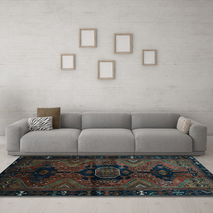 Machine Washable Persian Light Blue Traditional Rug in a Living Room, wshtr3093lblu