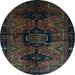 Round Persian Light Blue Traditional Rug, tr3093lblu