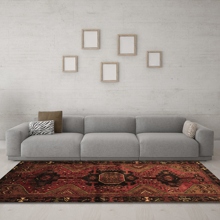 Machine Washable Persian Brown Traditional Rug in a Living Room,, wshtr3093brn
