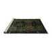 Sideview of Machine Washable Persian Turquoise Traditional Area Rugs, wshtr3093turq