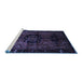 Sideview of Machine Washable Persian Blue Traditional Rug, wshtr3093blu