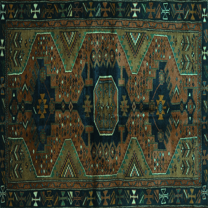 Square Persian Turquoise Traditional Rug, tr3093turq