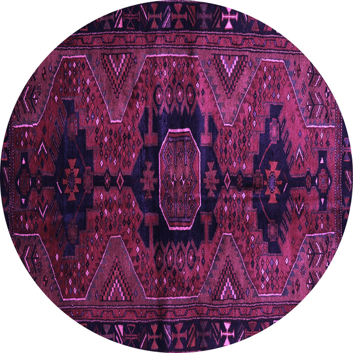 Round Machine Washable Persian Purple Traditional Area Rugs, wshtr3093pur