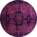 Round Machine Washable Persian Purple Traditional Area Rugs, wshtr3093pur