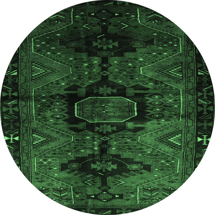 Round Persian Emerald Green Traditional Rug, tr3093emgrn