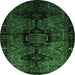 Round Persian Emerald Green Traditional Rug, tr3093emgrn
