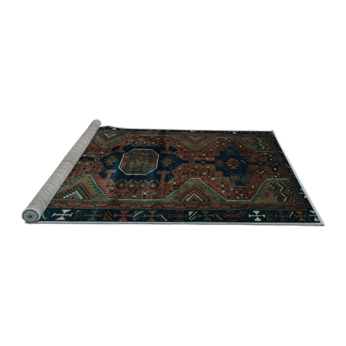 Sideview of Machine Washable Persian Light Blue Traditional Rug, wshtr3093lblu