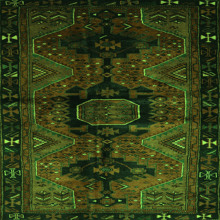 Round Machine Washable Persian Green Traditional Area Rugs, wshtr3093grn