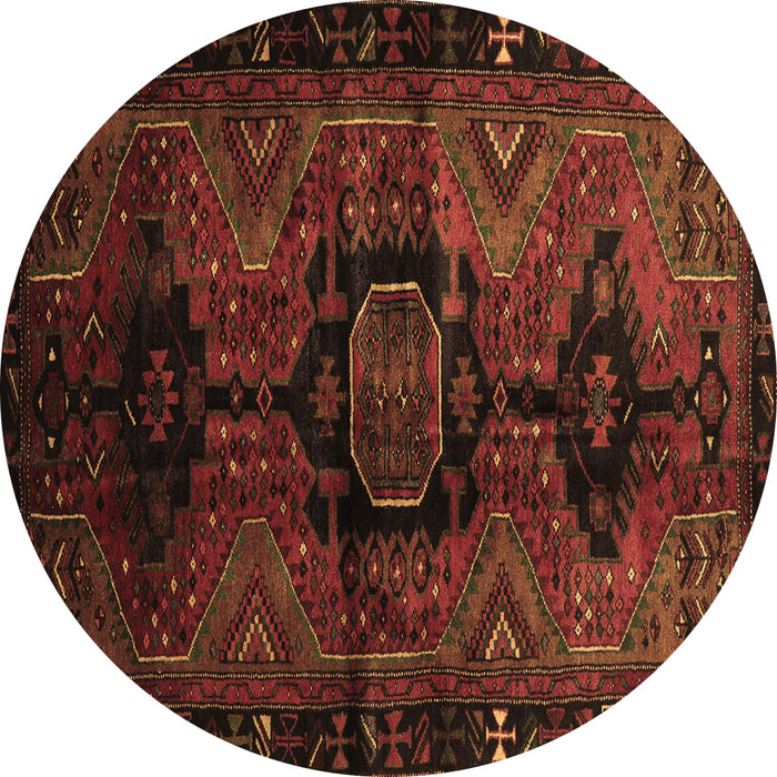 Round Persian Brown Traditional Rug, tr3093brn