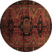 Round Machine Washable Persian Brown Traditional Rug, wshtr3093brn