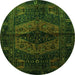 Square Persian Green Traditional Rug, tr3094grn