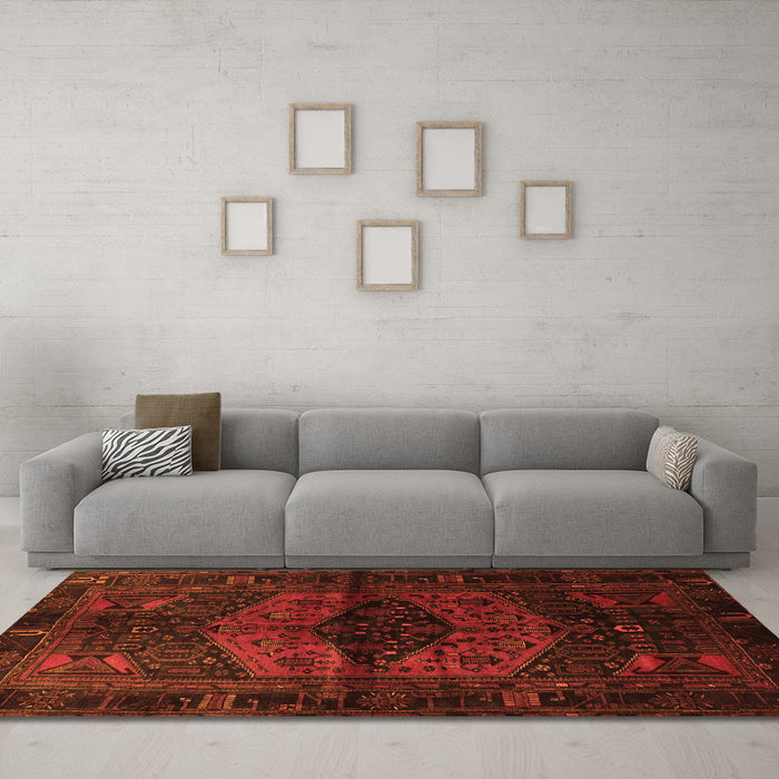Machine Washable Persian Orange Traditional Area Rugs in a Living Room, wshtr3094org