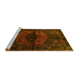 Sideview of Machine Washable Persian Yellow Traditional Rug, wshtr3094yw