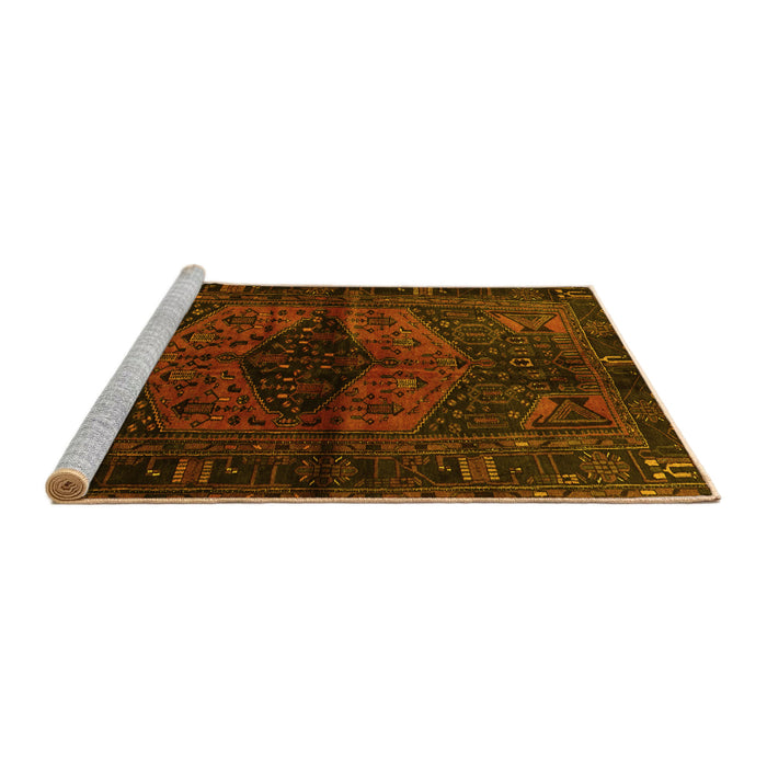 Sideview of Machine Washable Persian Yellow Traditional Rug, wshtr3094yw