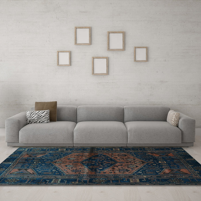 Machine Washable Persian Light Blue Traditional Rug in a Living Room, wshtr3094lblu