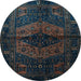 Round Persian Light Blue Traditional Rug, tr3094lblu