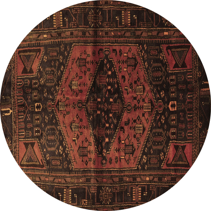 Round Persian Brown Traditional Rug, tr3094brn