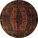 Round Persian Brown Traditional Rug, tr3094brn