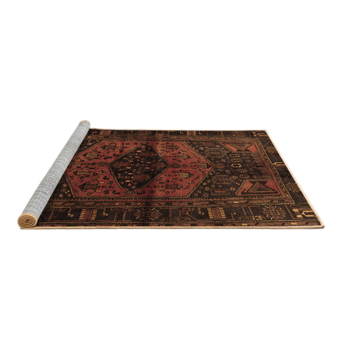 Sideview of Machine Washable Persian Brown Traditional Rug, wshtr3094brn