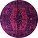 Round Persian Pink Traditional Rug, tr3094pnk