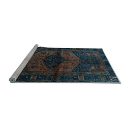 Sideview of Machine Washable Persian Light Blue Traditional Rug, wshtr3094lblu