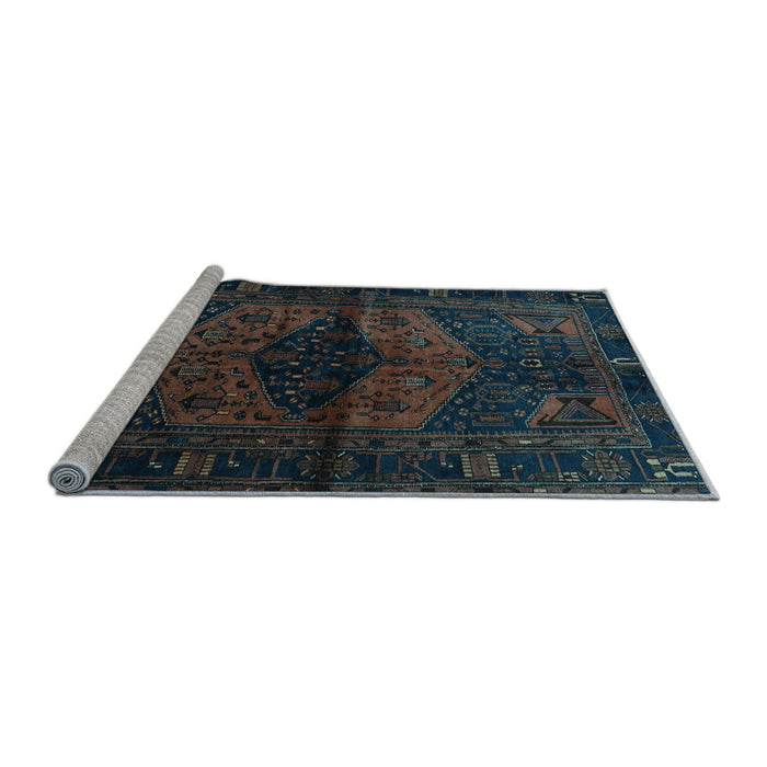 Sideview of Machine Washable Persian Light Blue Traditional Rug, wshtr3094lblu