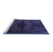 Sideview of Machine Washable Persian Blue Traditional Rug, wshtr3094blu