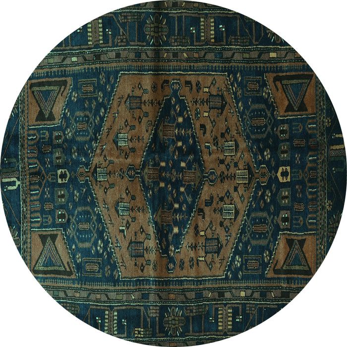 Round Persian Turquoise Traditional Rug, tr3094turq