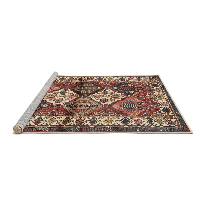 Sideview of Machine Washable Traditional Brown Red Rug, wshtr3095