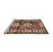 Sideview of Machine Washable Traditional Brown Red Rug, wshtr3095