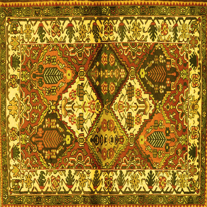 Square Machine Washable Persian Yellow Traditional Rug, wshtr3095yw