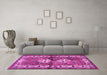 Machine Washable Persian Pink Traditional Rug in a Living Room, wshtr3095pnk