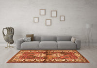 Machine Washable Persian Orange Traditional Rug, wshtr3095org