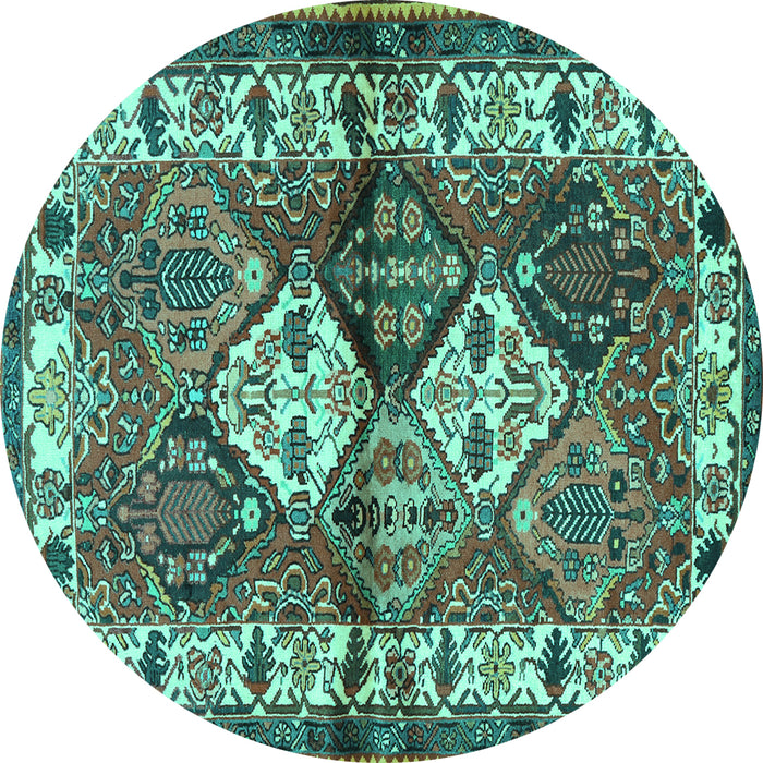 Round Persian Turquoise Traditional Rug, tr3095turq